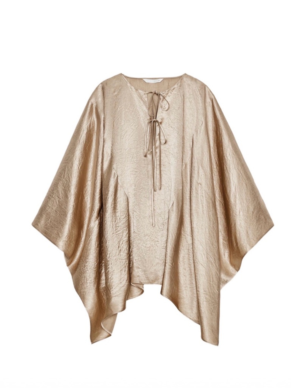 Metallic Gold Set Tie-Front  Cape Top and wide leg pants
